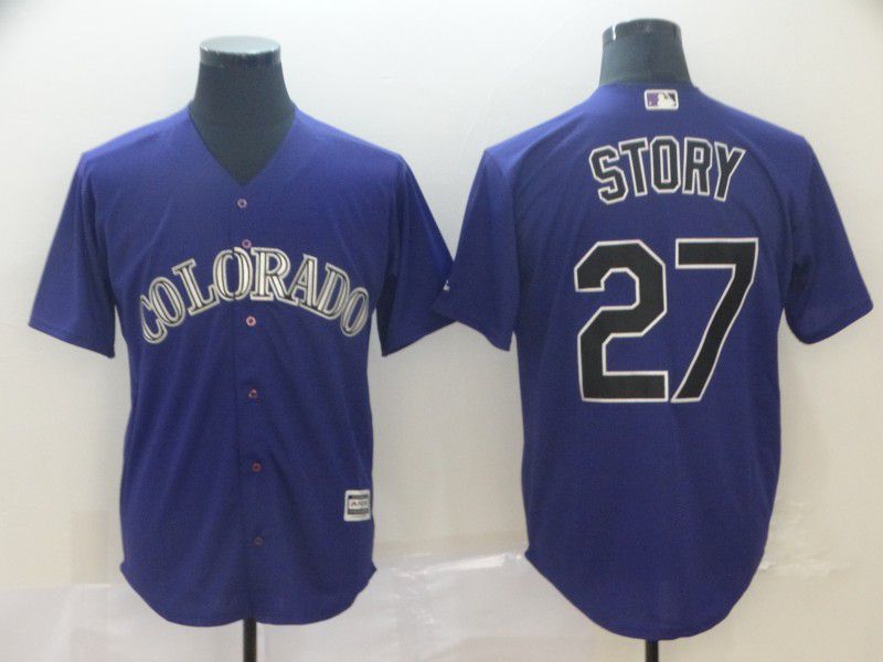 Men Colorado Rockies #27 Story Purple GameMLB Jerseys->new york yankees->MLB Jersey